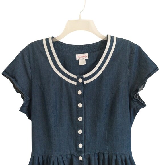 Lanz of Salzburg Bon Voyage Chambray Nautical Sailor Dress Like New Size Large - Picture 3 of 10